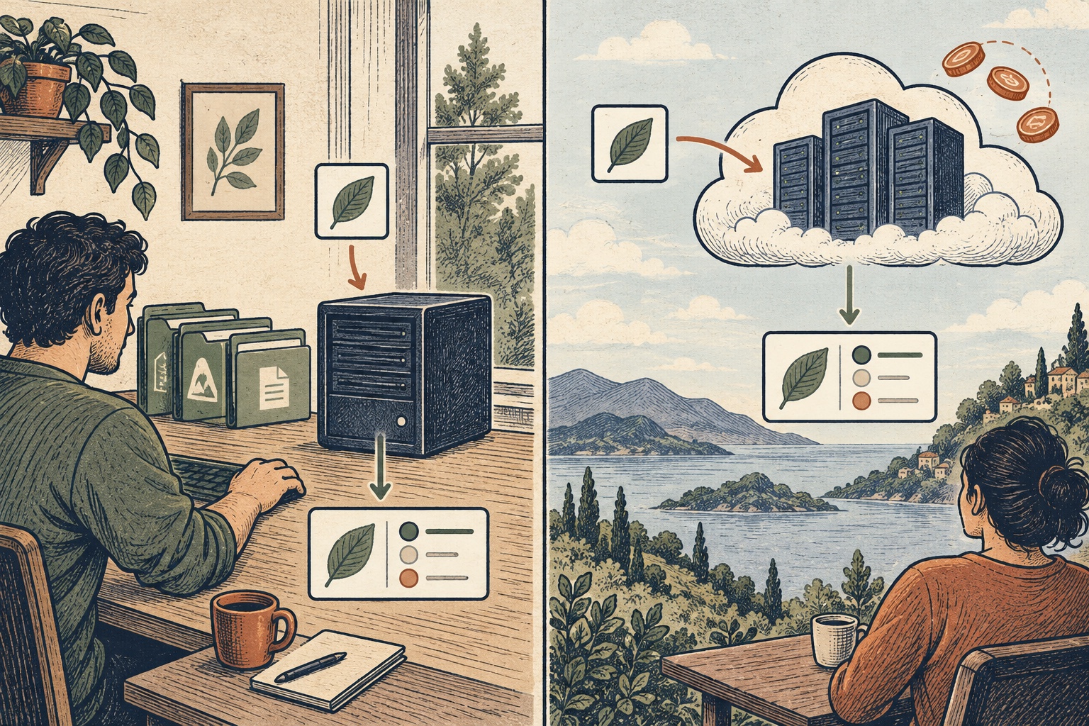 A locally managed model server and a hosted API offer different operational tradeoffs
